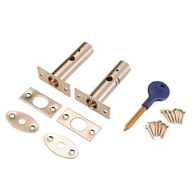 Satin Chrome Door Security Bolt (2 Pack)