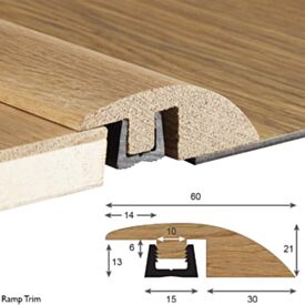 900mm Solid Light Oak Ramp Threshold Lacquered