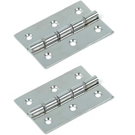 75mm Double Washered Butt Hinge Polished Chrome (Pair)