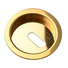57mm Brass Sliding Door Round Flush Pull + Keyhole