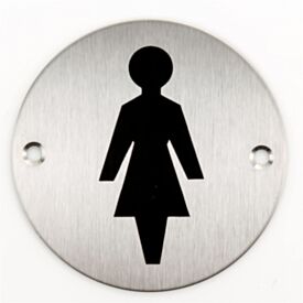 Female Symbol 75mm Stainless Steel Round Sign