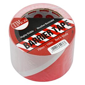 Timco Red & White Barrier Non Adhesive Tape 70mm x 100m