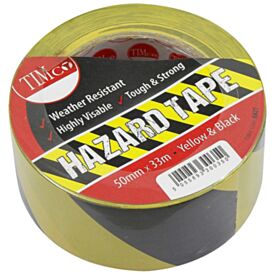 Timco Black & Yellow Self Adhesive Hazard Tape 50mm x 33m