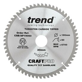 Trend Craft 19060 190mm 60 Tooth Circular Saw Blade
