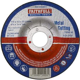 Faithfull FAI1153MDC DP 115 x 3.2mm Metal Cutting Wheel