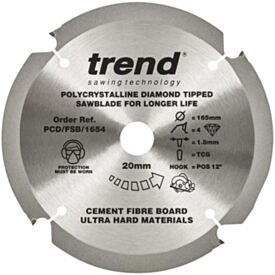 Trend 1604 165mm 4 Tooth Fibre Cement Circular Saw Blade