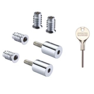 Polished Chrome Locking Sash Stops & Key (2 Pack)