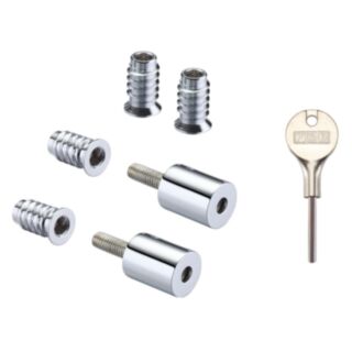 Satin Chrome Locking Sash Stops & Key (2 Pack)