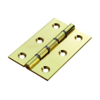 75mm Double Washered Butt Hinge Polished Brass (Pair)