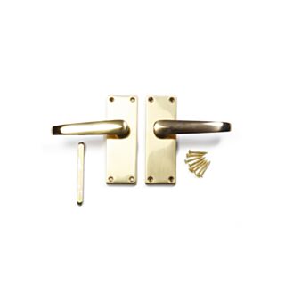 Victorian Straight Lever Latch On Plate Polished Brass