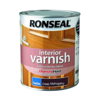 Ronseal Quick Drying Varnish 750ml Satin Deep Mahogany