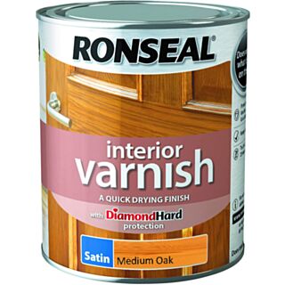 Ronseal Quick Drying Varnish 750ml Satin Medium Oak