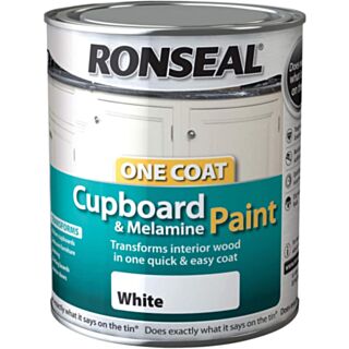 Ronseal One Coat Cupboard Melamine & MDF Paint 750ml White