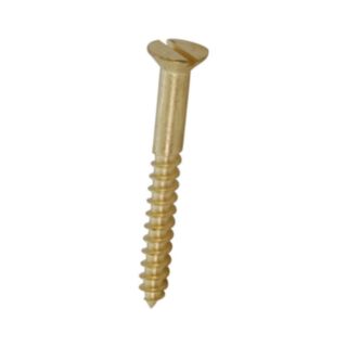 Woodscrew Slotted Brass Csk 4 x 1/2 Pack of 25