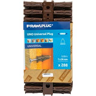 Rawlplug Uno 7 x 30mm Universal Plug Brown 68-565 Card Of 288