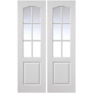 1981 x 1220 x 35mm Classique Grained 6 Light White Primed Pair Door