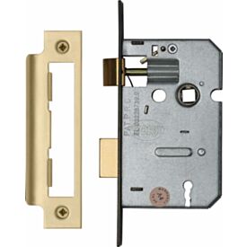 64mm Electro Brass 3 Lever Mortice Sashlock