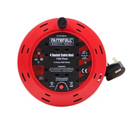 Faithfull 10m 10A Cable Reel (4 Sockets)